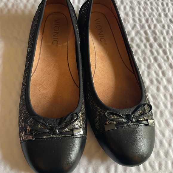 Vionic Minna Boa Ballet Flats Leather Ballerina Slip-on Size 6 37 Snake - Picture 4 of 10